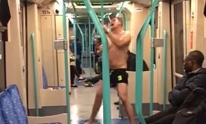 Half-Naked Commuter Covers Himself in Oil, Brings The Entertainment to You