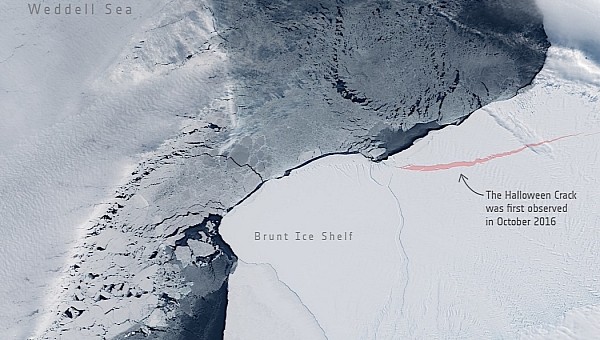 Halloween Crack and the Brunt Ice Shelf on October 25, 2022 