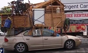 Hand-Built Home Sits on Top of a Car, Comes With Touching Story and Real Safety Issues