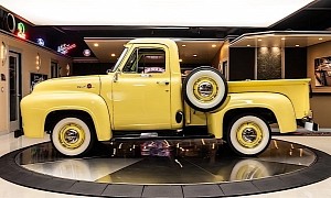 Happy Yellow 1955 Ford F-100 Makes Side-Mounted Spare Tires Cool Again