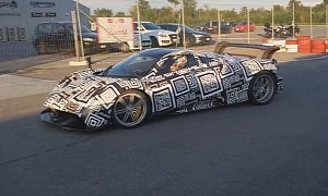 Hardcore Pagani Huayra Spied Track Testing with Huge Wing, Expected at Geneva 2016