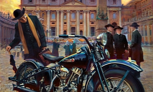 Harley-Davidson and the Vatican Art by David Uhl