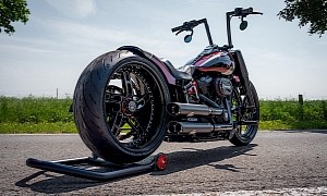 Harley-Davidson Crimson Force Has Front-Sized Wheel Fitted at the Back