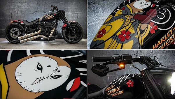 Harley-Davidson Fat Boy wrapped in Japanese Irezumi