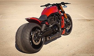 Harley-Davidson V-Rod on Obscene 360 Rear Wheel Is More Extreme Than a Destroyer