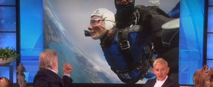 Harrison Ford talks about his first time skydiving in New Zealand, at 76