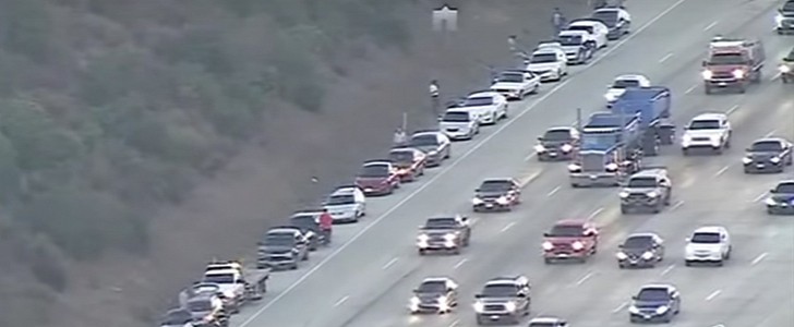 30 Plus Drivers with deflated tires California freeway