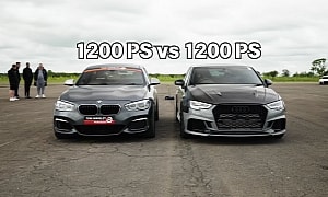 Heavily Tuned Audi RS 3 Drag Races Heavily Tuned BMW M140i, It's Over in 9.2 Seconds