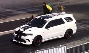 Hellcat Durango Faces Mustangs and a Camaro Zl1 at the Drag Strip