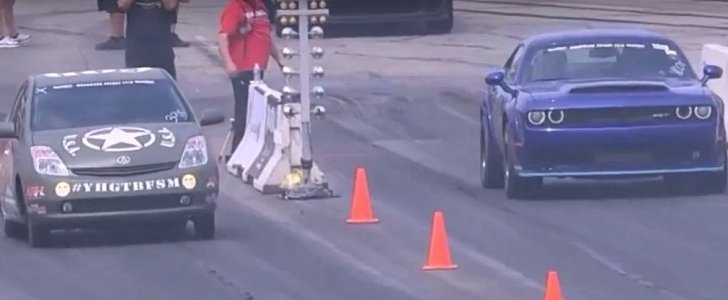 Hellcat-Engined Toyota Prius Drag Races Dodge Demon