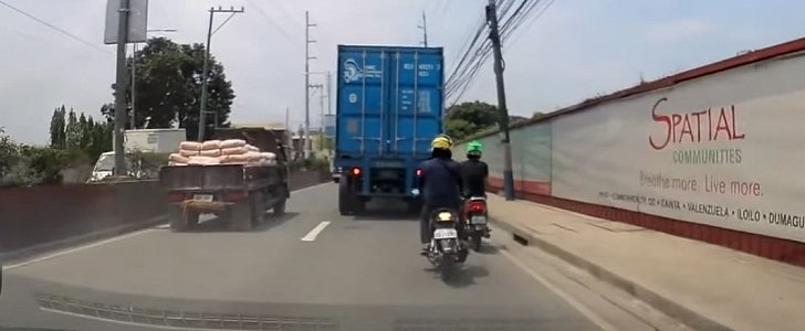 Man is saved by his helmet after truck runs over his head