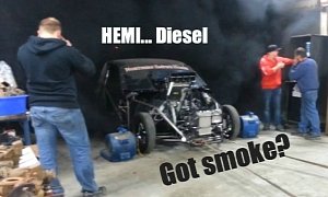 HEMI Supercharged V8 Converted to Run on Diesel: Oil-Burning Dragster