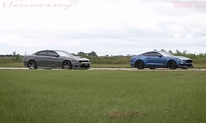 Hennessey Supercharged Shelby GT350 Drag Races Dodge Charger SRT Hellcat