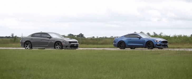 Hellcat Charger vs Supercharged GT350 STREET RACE!