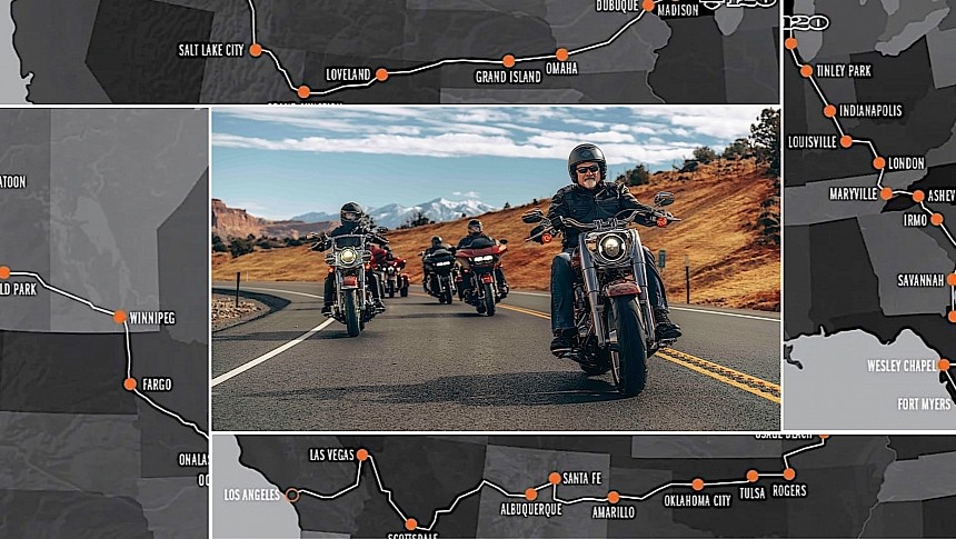 Harley-Davidson suggested routes to the Homecoming Festival