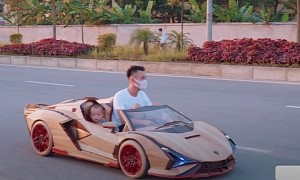 Here Is an Awesome, Kid-Sized, Fully Electric Wooden Lamborghini Sian Roadster