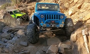 Here's a Bunch of Heavily Modified Jeep Wranglers Tackling Moab's Hardest Trail