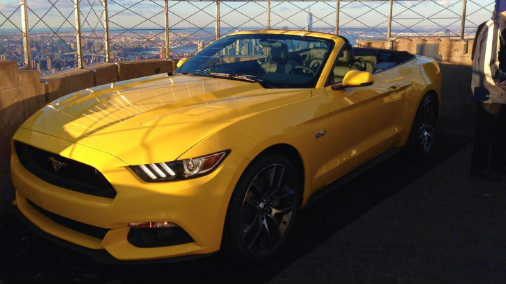 2015 Ford Mustang Convertible on top of the Empire State Building