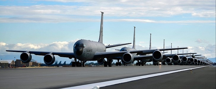 18 KC-135 Stratotankers at Fairchild Air Force Base in Washington