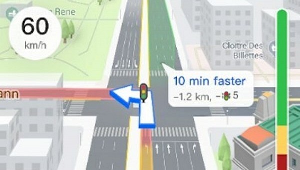 Petal Maps full-screen lane guidance