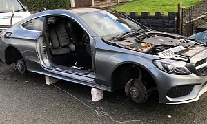 Here’s What a Mercedes Benz C-Class Stripped by Professional Thieves Looks Like