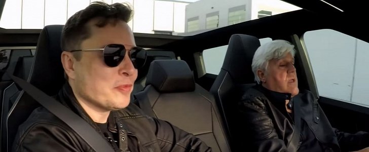 Elon Musk and Jay Leno take the Cybertruck for a spin on Jay Leno's Garage