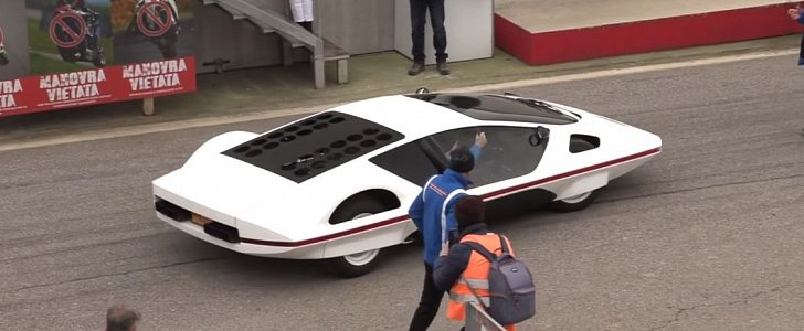 The 1970 Ferrari Modulo at the at the Cremona circuit, Italy
