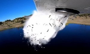 Here’s Video of Wildlife Agency Blasting Fish From a Plane to Restock Lakes
