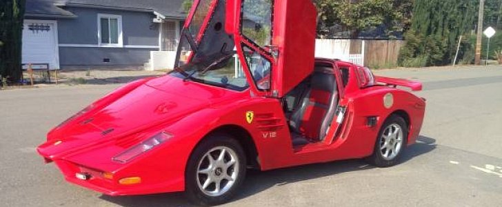1986 Pontiac Fiero modified to look like a Ferrari Enzo 