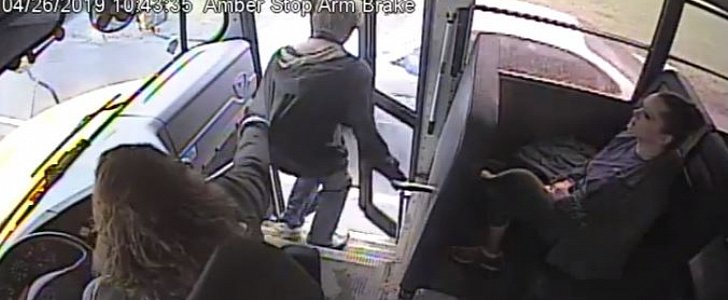 Bus driver grabs student, saves him from running into traffic
