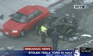 Police Chase Ends With Tesla Model S Split in Two