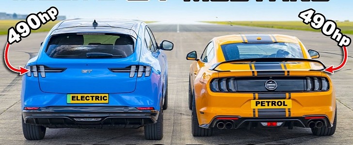 Ford Mustang GT Vs Ford Mustang Mach-E GT drag race