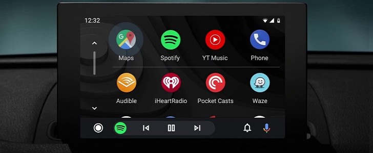 Interfaz de la pantalla de inicio de Android Auto