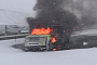 Highways England Land Rover Burns Down in the Middle of a Snow Storm