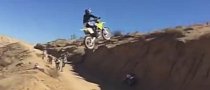 Hill Climb and Jump Getting a Rider Very Close to a Horrible Crash