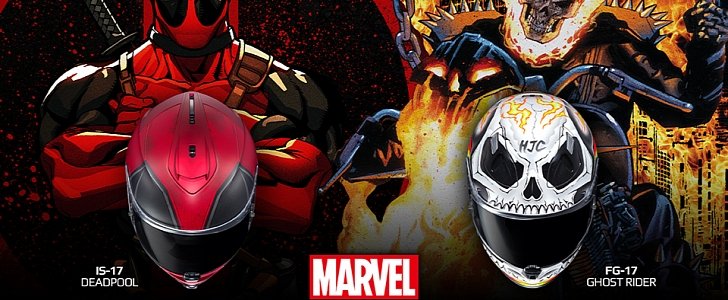 HJC Deadpool and Ghost Rider helmets