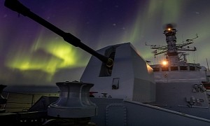 HMS Lancaster Looks Stunning in the Northern Lights, During 3,000-Mile Arctic Patrol