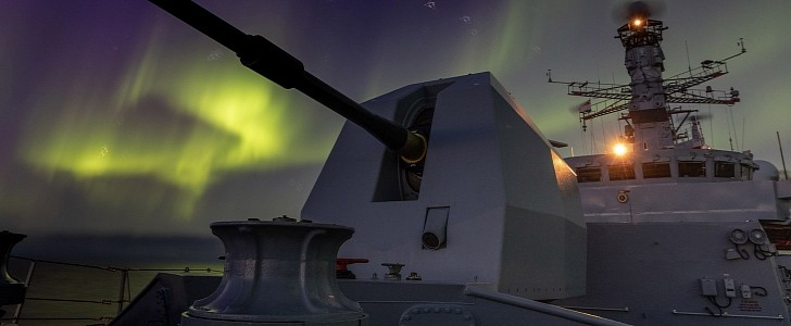 The crew on board HMS Lancaster got the chance to admire the stunning Aurora Borealis