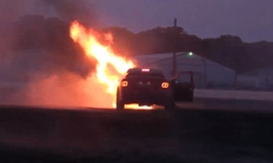 Holden HSV Turns into Fireball While Doing Donuts