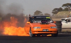 Holden Ute Goes Up in Flames During Insane Burnout