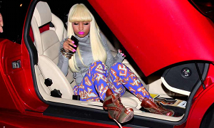 Holy Cow! Nicki Minaj Steps Out of a Bright Red Lambo
