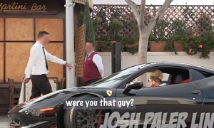 Homeless Guy Refused by Restaurants Is Welcomed When Driving a Ferrari 458 Italia