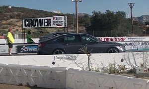 Honda Accord 2.0T Auto Drag Races Dodge Charger R/T, Almost Smokes It