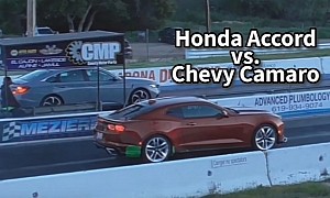 Honda Accord Drag Races Chevrolet Camaro, Somebody Gets Seriously Spanked