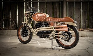 Honda CB160 “Penny Racer” Looks Magnificent Wearing Quilted Leather and Copper