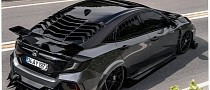Honda Civic Sedan With Extreme Window Louvers Is a Lamborghini Impersonator