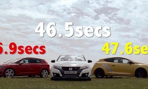 Honda Civic Type R Takes on Leon Cupra 280 and Megane RS Trophy in Track Battle
