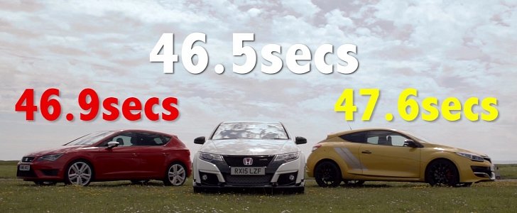 Honda Civic Type R Takes on Leon Cupra 280 and Megane RS Trophy on Track