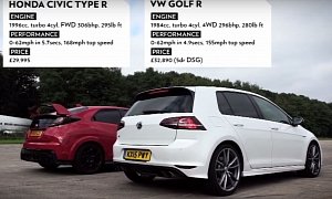 Honda Civic Type R Takes On VW Golf R in Hot Hatch Drag Race
