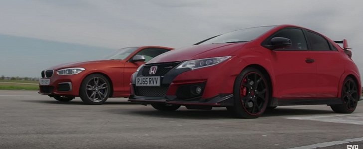 Honda Civic Type R vs. BMW M135i Drag Race Shows Rear-Drive Advantages